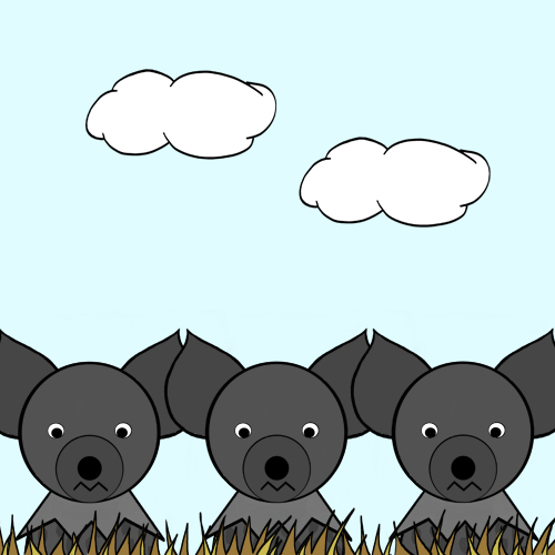 絵本に登場するハイエナ？の子供たち